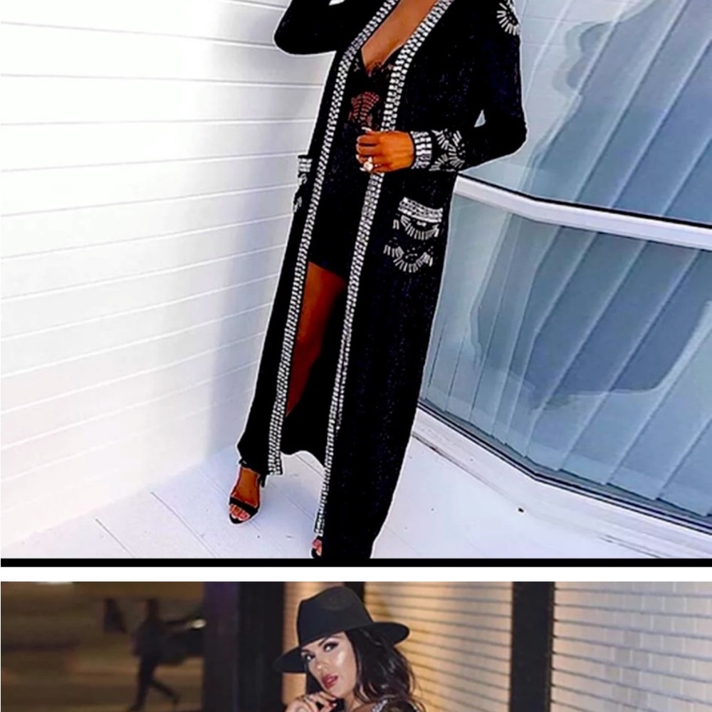 Beading Club Long Embellished Duster Size S Boho Festival